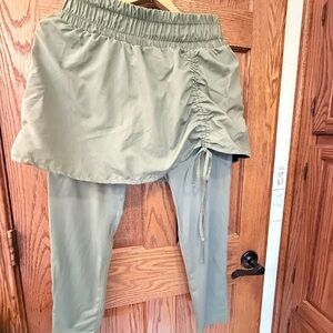 Olive Green Women's Skirt with Leggings